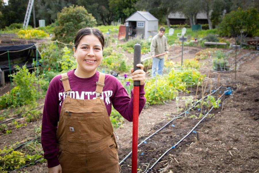 Janell Balmaceda standing in the Westmont Garden